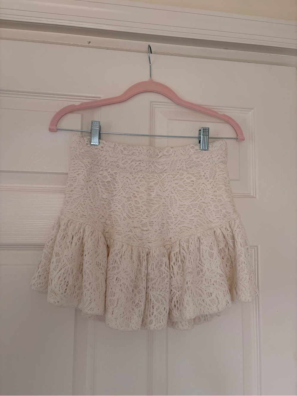 IRO Cream Lace Mini with Ruffle Hem
